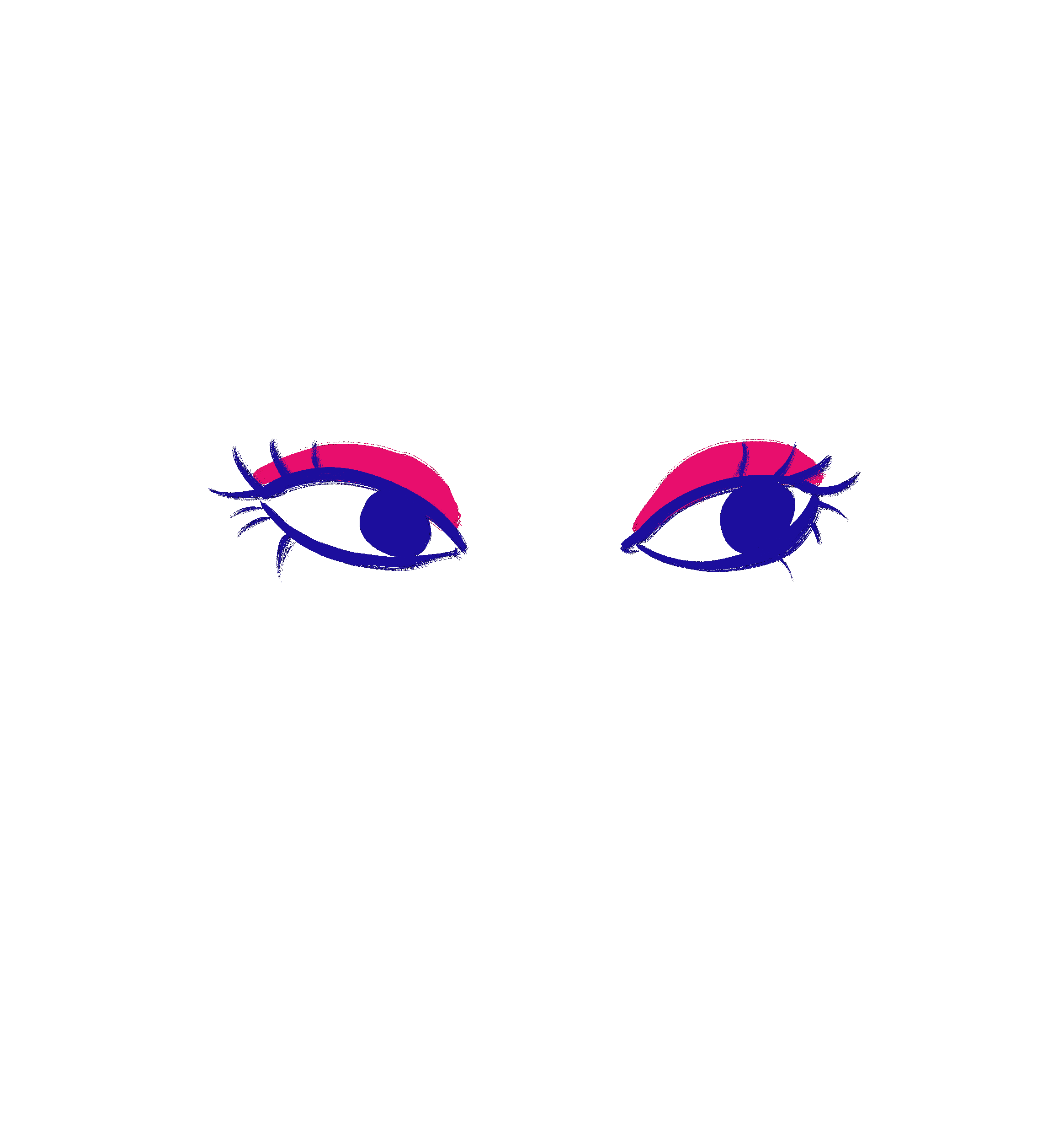 animated pair of eyes looking around, with the make-up changing each frame